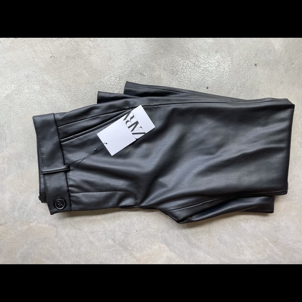 Zara black leather pants